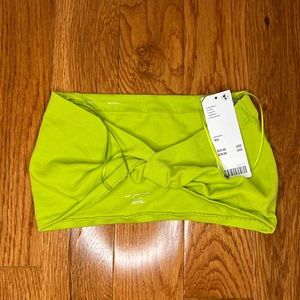 Bright green cropped bandeau top